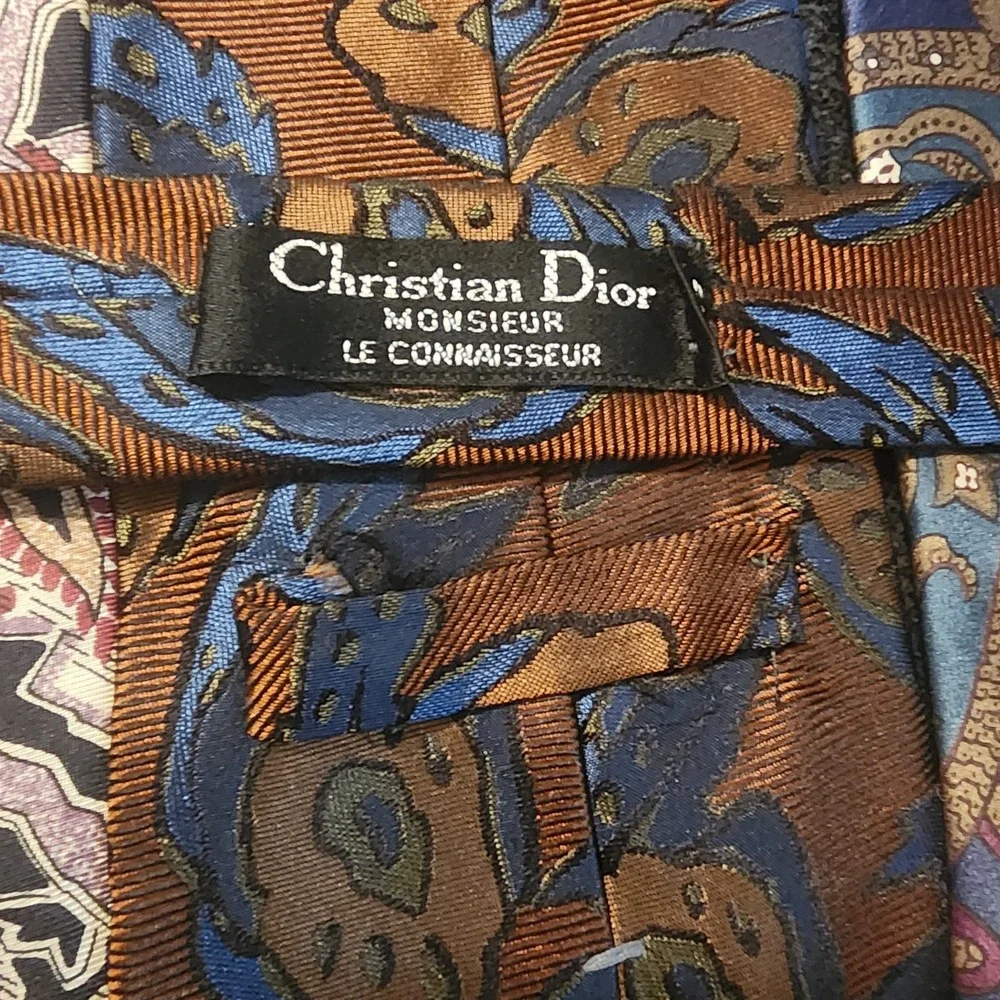 Lot Of 3 Christian Dior Monsieur Vintage Blue Brown‎ Silk Neck Tie 57